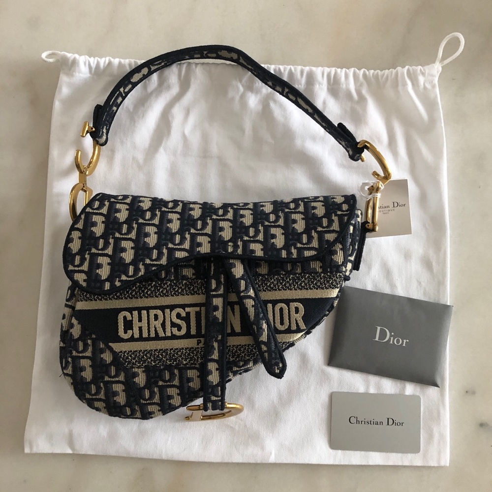 Dior Oblique Embroidered Saddle Bag - Picture 1 of 16